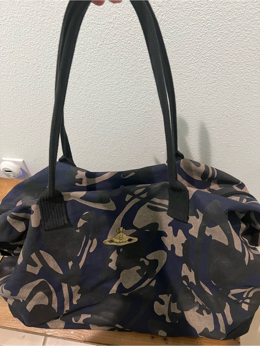 Vivienne Westwood Navy & Tan Camouflage Tote Bag/Weekender